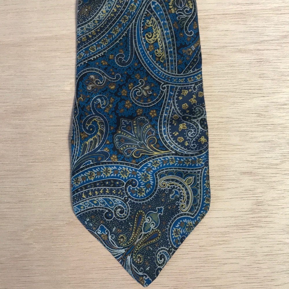Damon Blue & Gold Paisley Necktie | 3.75” Wide | Vintage Classic